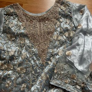 3 pc grey Pakistani dress
